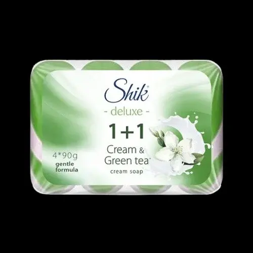 Shik 1+1 Deluxe, крем-мило туалетне (4*90г) крем/зелений чай