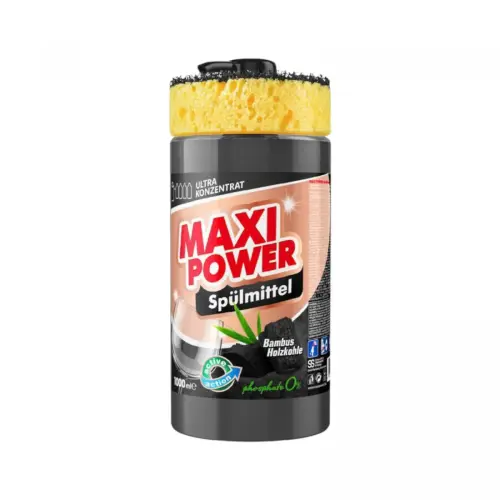MAXI POWER Засіб для миття посуду Чорне вугілля 1л