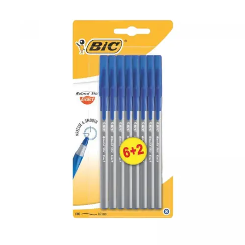 BIC Ручка Round Stic Exact Синя 6+2бл.