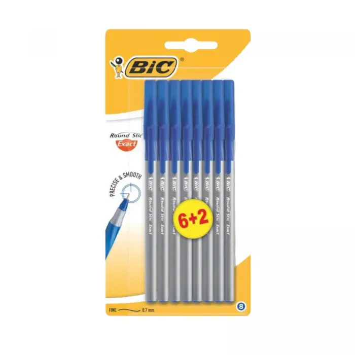 BIC Ручка Round Stic Exact Синя 6+2бл.