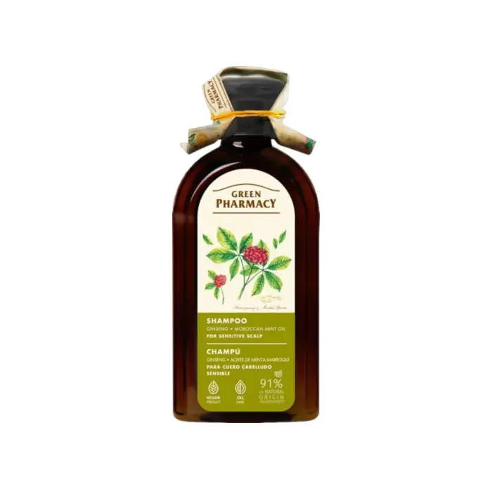 Green Pharmacy шампунь 350мл Женьшень/марокканская мята для чувствительной кожи головы