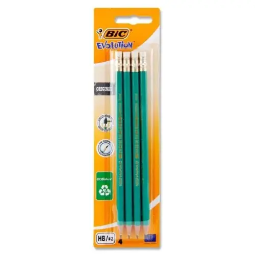Набір олівців чорнографітних BIC Evolution HB з ластиком, 4 шт