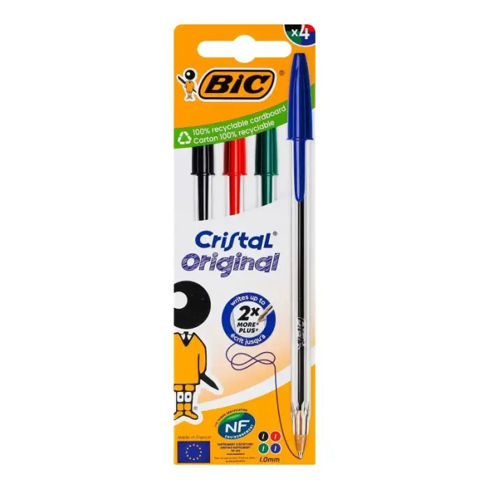 Набір кулькових ручок BIC "Cristal" 4 шт. асорті кольорів
