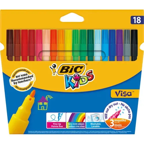 Фломастери BIC Visa 18 кольорів