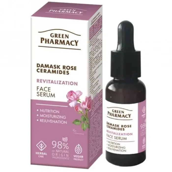 Green Pharmacy Сироватка для обличчя Дамаська троянда + Кераміди, 30мл