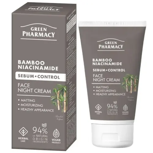Green Pharmacy Нічний крем для обличчя Бамбук + ніацинамід, 50мл