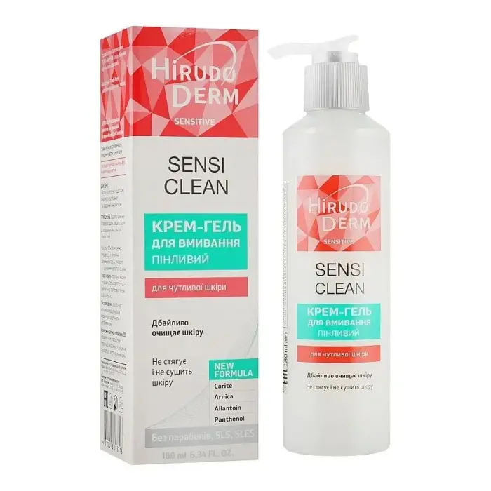 Біокон Крем для вмивання Hirudo Derm Sensitive Sensi Clean Пінливий для чутливої шкіри, 180мл