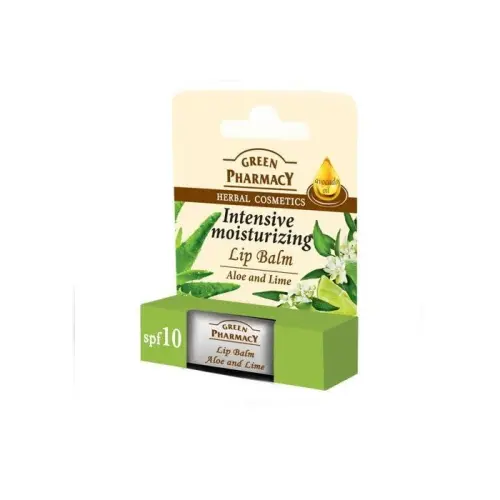 Green Pharmacy Бальзам для губ Алое та Лайм інтенсивне зволоження, 3,6г