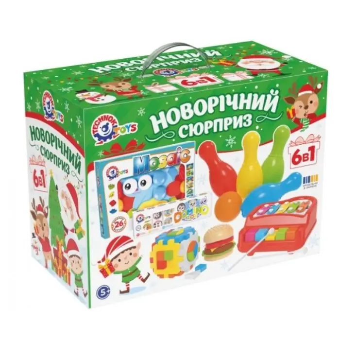 Новогодний набор игрушек ТехноК 6в1 (коробка 37 х 27.5 х 19.3 см)
