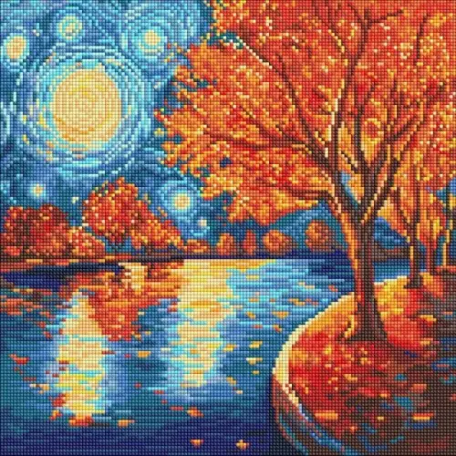 Алмазна мозаїка - "Осіння ніч" ©art_selena_ua, 40х40см