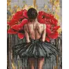 Алмазна мозаїка - "Балерина з червоними півоніями" ©art_selena_ua, 40х50см