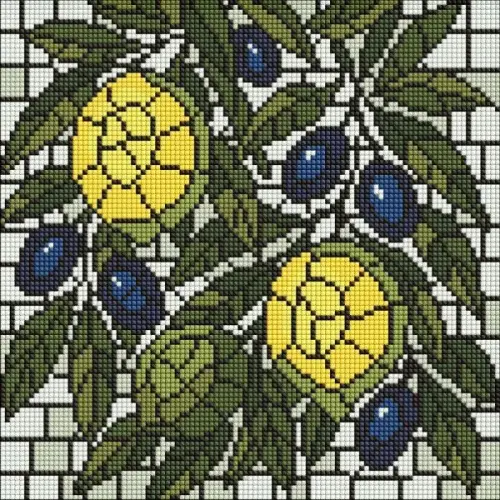 Алмазна мозаїка - "Вітраж. Лимони" ©art_selena_ua, 30х30см