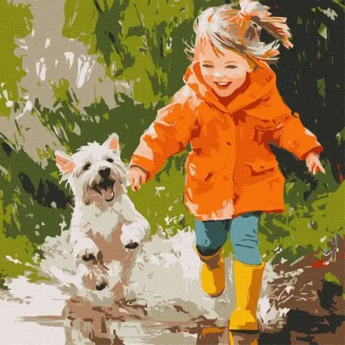 Картина за номерами - "Біг по калюжах" ©art_selena_ua, 40х40см