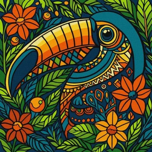Картина за номерами - "Вітраж. Тукан" ©art_selena_ua, 30х30см