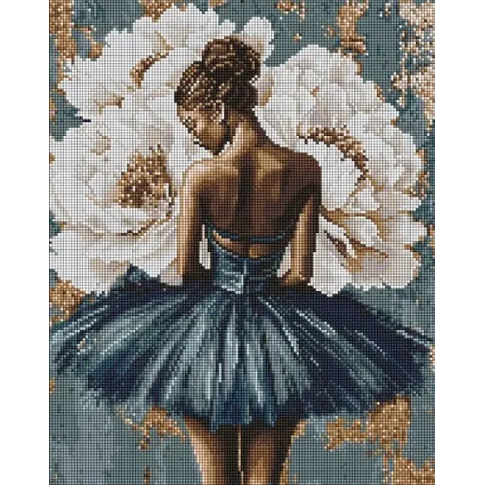 Алмазна мозаїка - "Балерина з білими півоніями" ©art_selena_ua, 40х50см