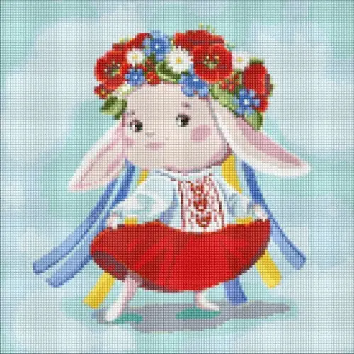 Алмазна мозаїка - "Зайка-україночка" ©Катерина Валерьїва, 40х40см