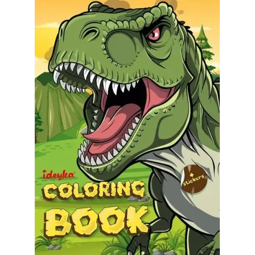 Книжка-розмальовка зі стікерами "Світ хижих динозаврів"