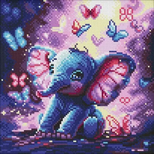 Алмазна мозаїка - "Безтурботний слоник" ©art_selena_ua, 30х30см