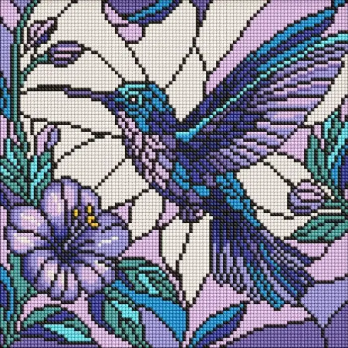 Алмазная мозаика – Витраж. Колибри 30х30 см