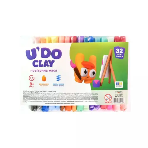 Набір для творчості (повітряний пластилін) "UʼDO Clay" 32 брикети