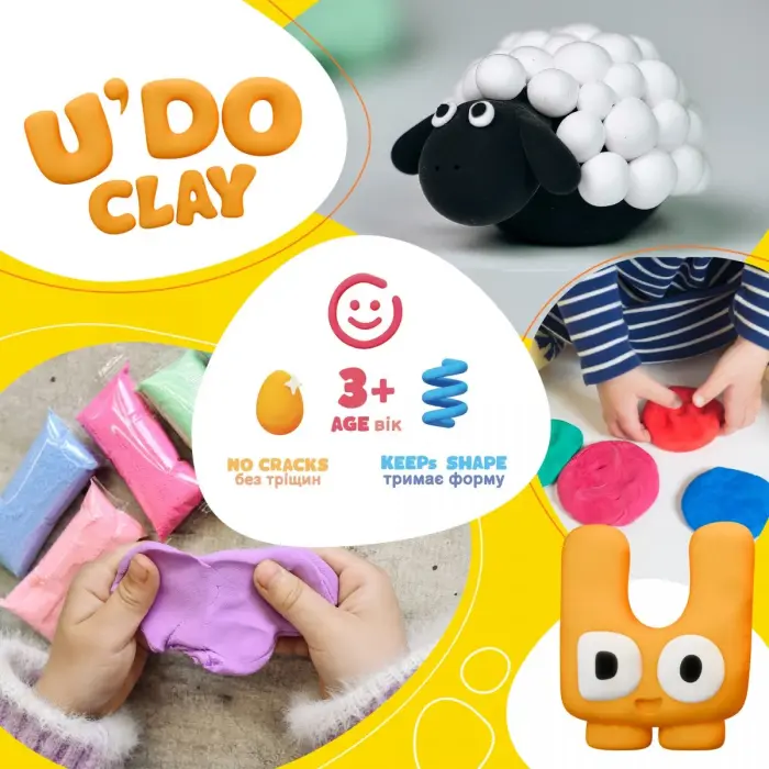 Набір для творчості (повітряний пластилін) "UʼDO Clay" 32 брикети