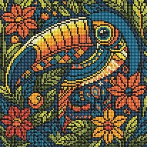 Алмазна мозаїка - "Вітраж. Тукан" ©art_selena_ua, 30х30см