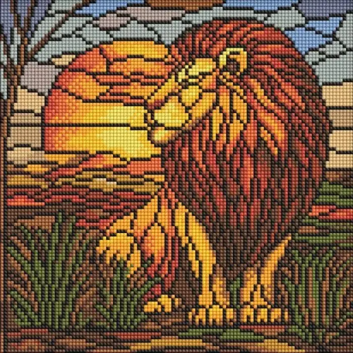 Алмазна мозаїка - "Вітраж. Лев" ©art_selena_ua, 30х30см