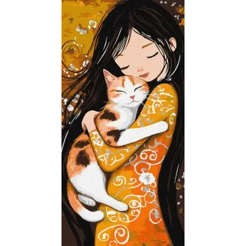 Картина по номерам - "Кот на руках" ©art_selena_ua, 40х80см