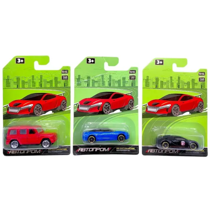 Машина металева АВТОПРОМ, 1:64, мікс видів (планшет 16,5*11*4 см)