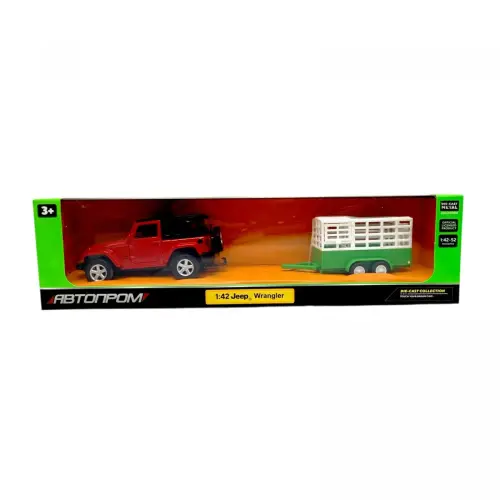 Машина+прицеп мет. 1:43 Jeep Wrangler,відкр.двері,короб.28*8*6,5см