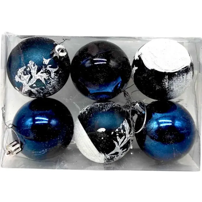 Уцінка. Новорічні прикраси, 6 штук, кульки, D = 5,5 см, у слюді - Пошкоджене пакування