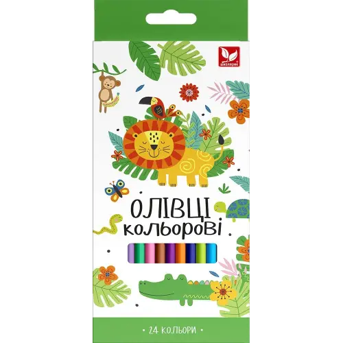 Олівці кольорові тригранні + чинка - 24 кольори