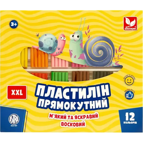 Пластилін прямокутний (12 кольорів)