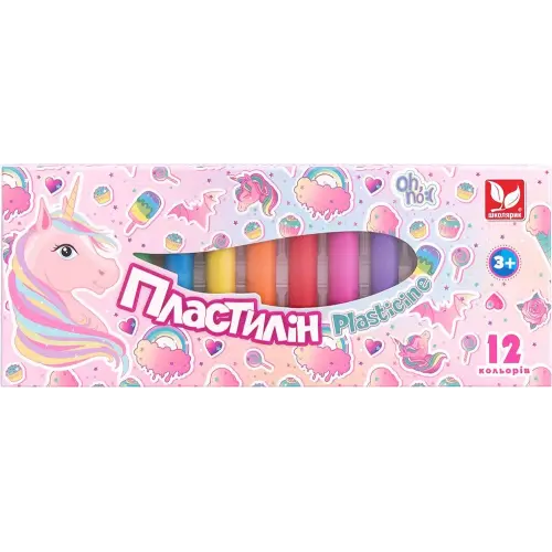 Пластилін круглий восковий Unicorn 12 кольорів
