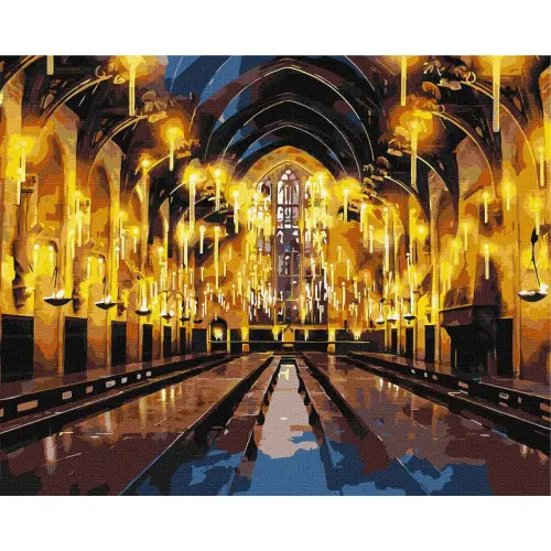 Картина за номерами з фарбами металік "Harry Potter: Велика зала" 40х50см