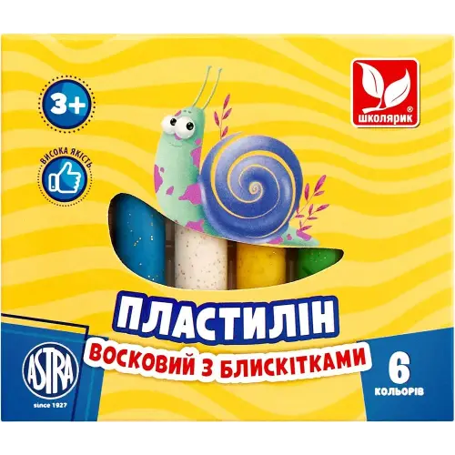 Пластилін круглий з блискітками 6 кольорів