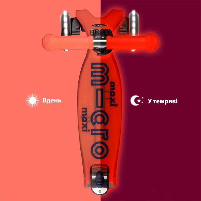Самокат Micro серії Maxi Deluxe Glow LED – Червона аура