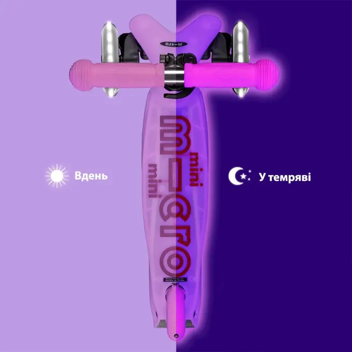 Самокат Micro серии Mini Deluxe Glow LED - Морозный розовый