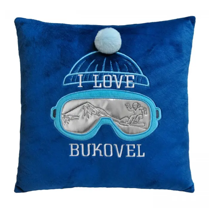 Стильна подушка-сувенір I love Bukovel