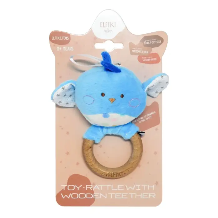 Іграшка - брязкальце з дерев'яним гризунцем пташка Піпо