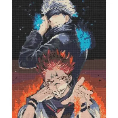Уцінка. Алмазна мозаїка "Аніме. Магічна битва" 40х50 см - ПОШКОДЖЕНЕ ПОЛОТНО