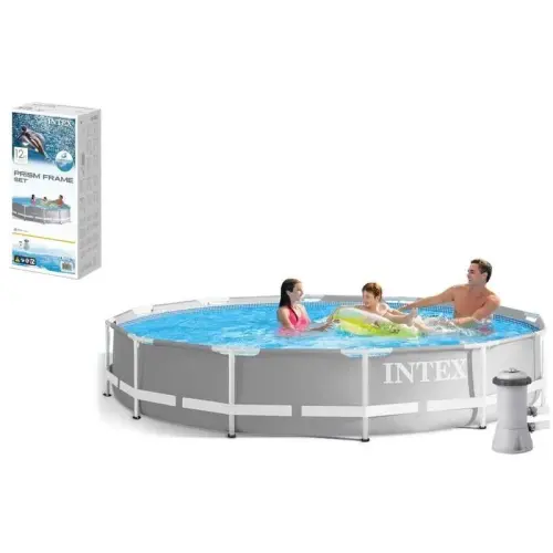 Intex Басейн каркасний розмір:366x76 см (насос-фільтр картриджний 2006 л/год), об'єм води:6503л, в коробці