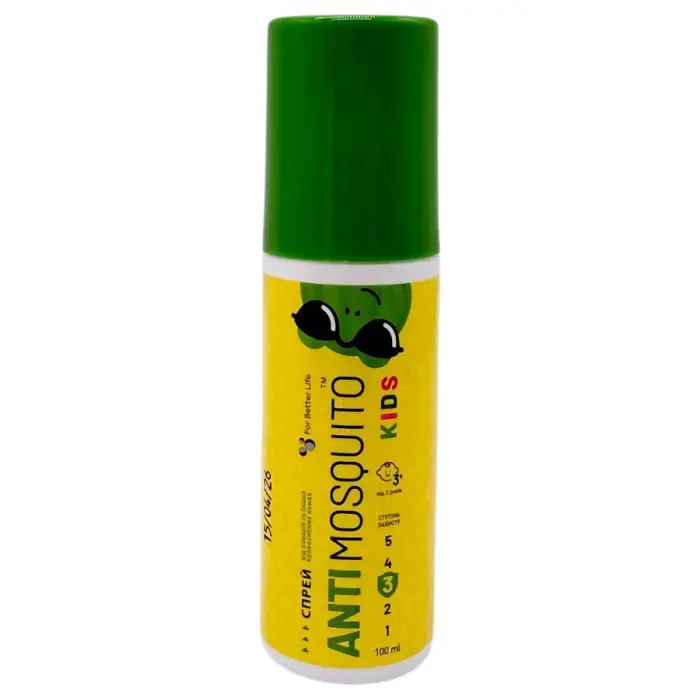 СПРЕЙ ВІД КОМАРІВ (ТА КРОВОСОСНИХ КОМАХ) ДЛЯ ДІТЕЙ ВІД 3-Х РОКІВ ANTI MOSQUITO KIDS, 100МЛ