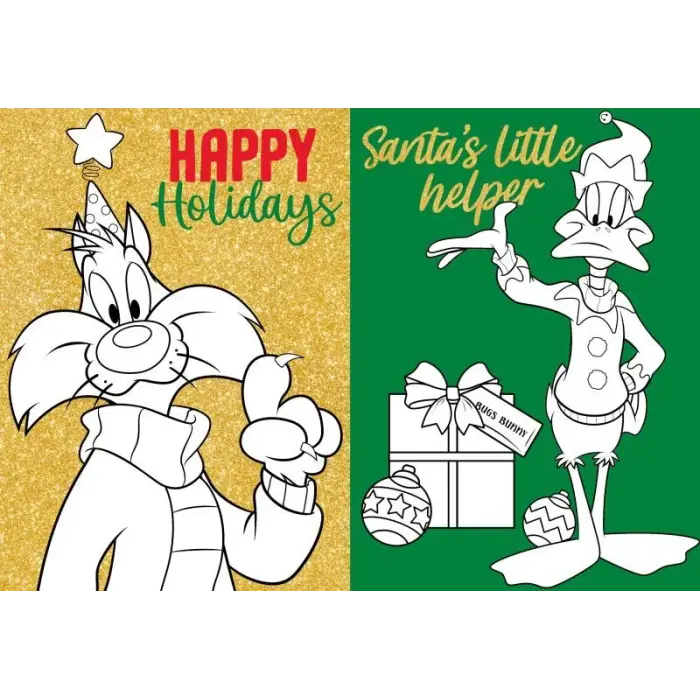 Книжка-раскраска со стикерами - Looney Tunes: Счастливого Рождества! ©Warner Bros.