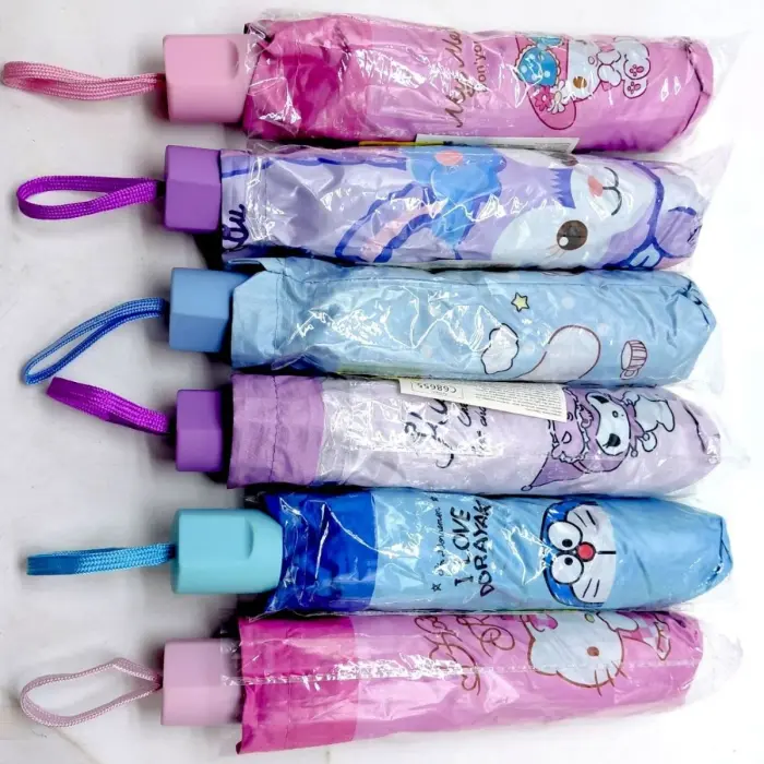 Парасолька "Sanrio" HELLO KITTY / Хелоу Кітті d = 95 см, довжина 26 см, 8 спиць, чохол, в пакеті (МАЛИНОВА)