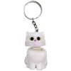 Брелок 3d друк "КОТИК З ПРУЖИНОЮ" (БІЛИЙ), KEYCHAIN