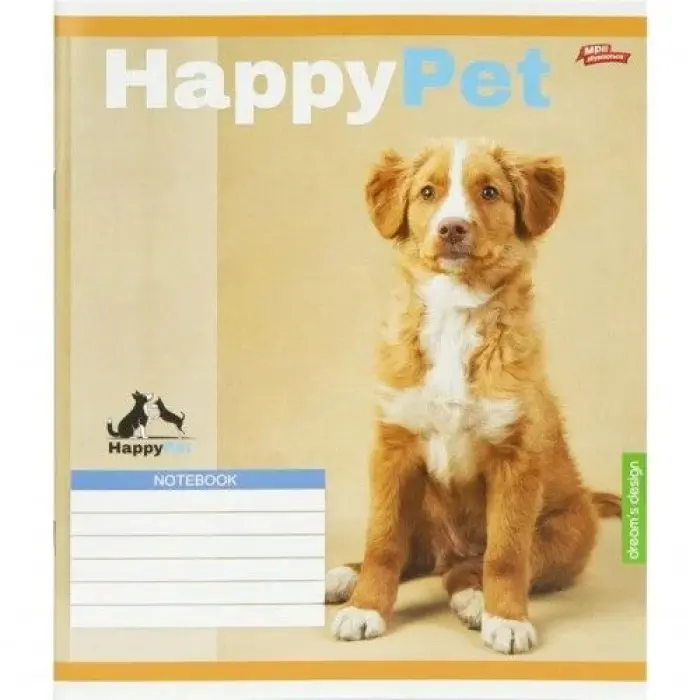 Зошит КОЛЬОРОВИЙ на 18 аркушів КЛІТИНКА "HAPPY PET" (20 ШТ)