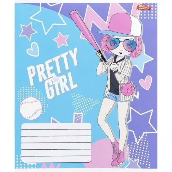 Тетрадь ЦВЕТНАЯ на 12 листов Клетка "PRETTY GIRL" (20 ШТ)