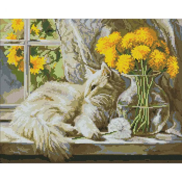 Алмазна мозаїка "МУРКОТЛИВЕ СОНЦЕ" 40Х50 СМ