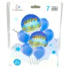 Повітряні кульки, набір-святковий "Happy birthday" 7шт. = 2шт * 45см + 5шт * 30см, блакитний